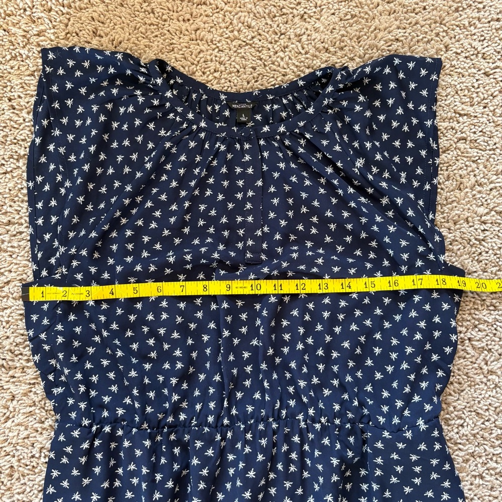 J Crew Mercantile Blue Dragonfly Print Navy White Midi Dress Size Large - Picture 10 of 14